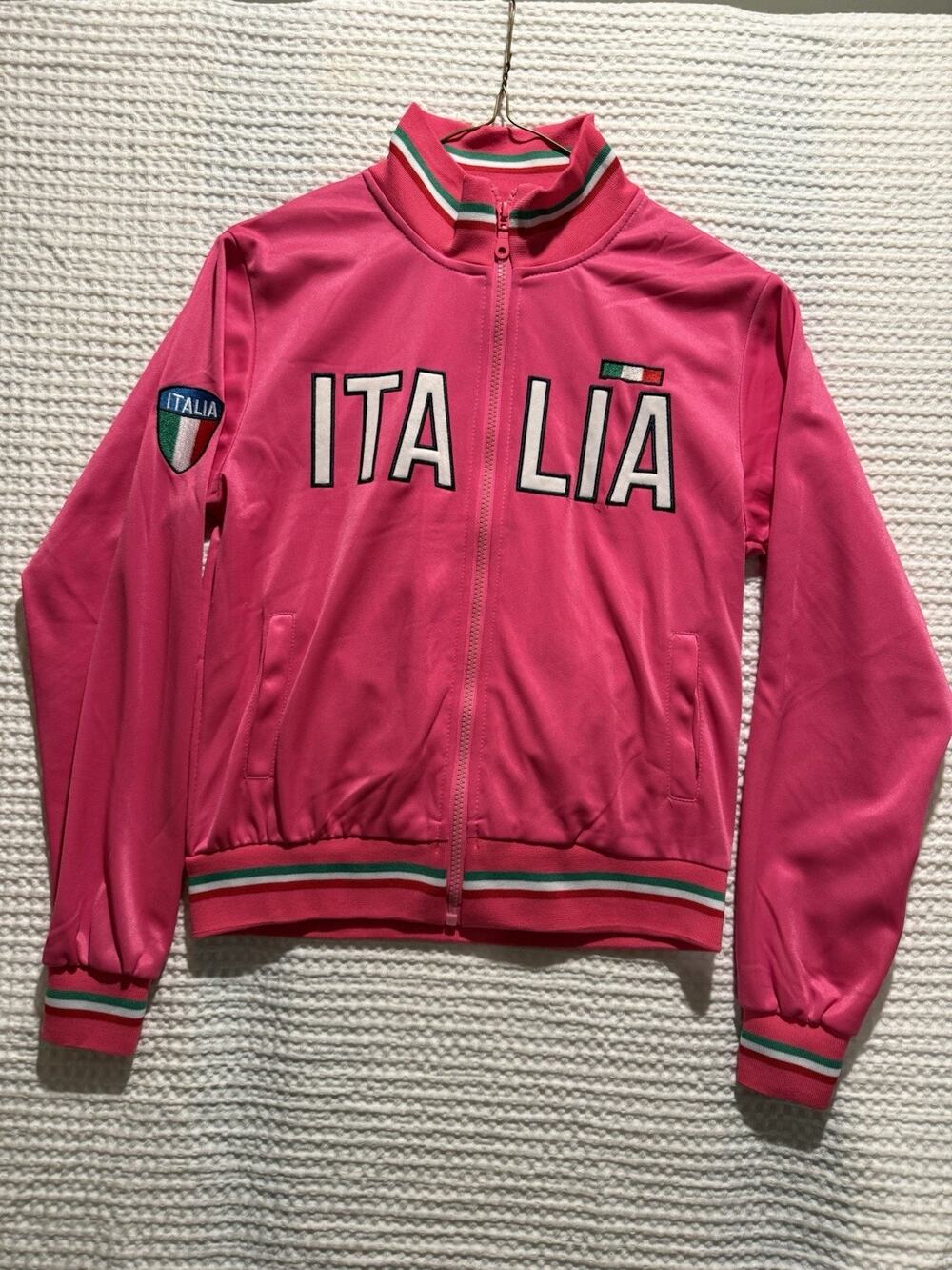 Infinity Italia Italy Girls Track Jacket Pink Embroidered Full Zip Size 11/12